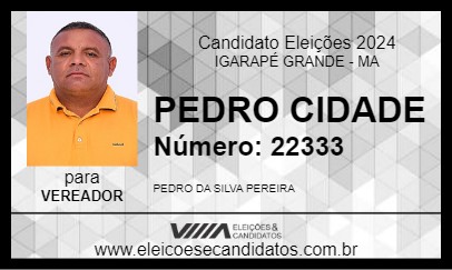 Candidato PEDRO CIDADE 2024 - IGARAPÉ GRANDE - Eleições