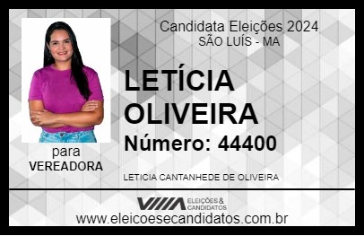 Candidato LETÍCIA OLIVEIRA 2024 - SÃO LUÍS - Eleições