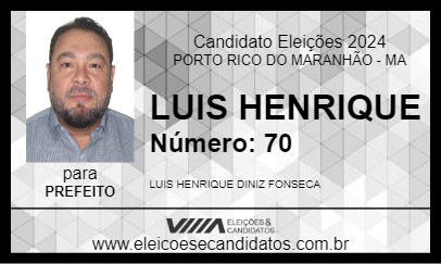 Candidato LUIS HENRIQUE 2024 - PORTO RICO DO MARANHÃO - Eleições