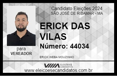 Candidato ERICK DAS VILAS 2024 - SÃO JOSÉ DE RIBAMAR - Eleições