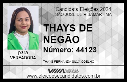 Candidato THAYS DE NEGÃO 2024 - SÃO JOSÉ DE RIBAMAR - Eleições