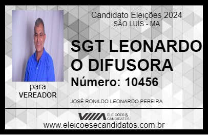 Candidato SGT LEONARDO O DIFUSORA 2024 - SÃO LUÍS - Eleições