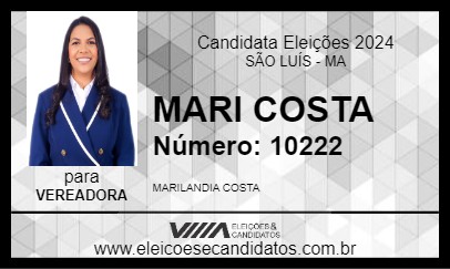 Candidato MARI COSTA 2024 - SÃO LUÍS - Eleições