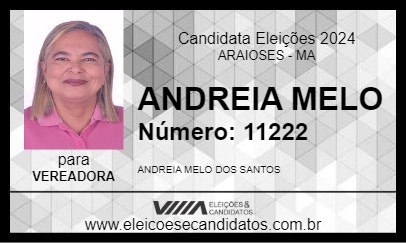 Candidato ANDREIA MELO 2024 - ARAIOSES - Eleições