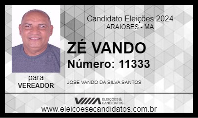 Candidato ZÉ VANDO 2024 - ARAIOSES - Eleições