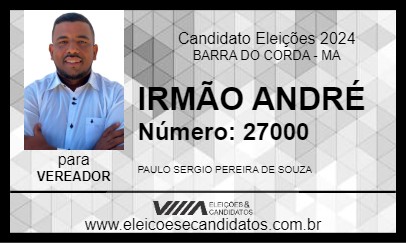 Candidato IRMÃO ANDRÉ 2024 - BARRA DO CORDA - Eleições