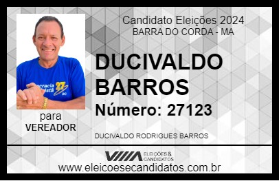 Candidato DUCIVALDO BARROS 2024 - BARRA DO CORDA - Eleições