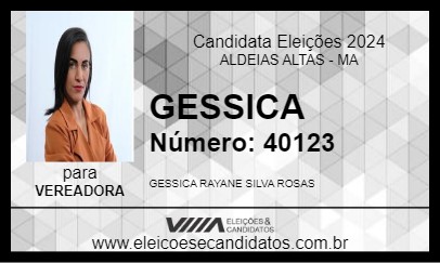 Candidato GESSICA 2024 - ALDEIAS ALTAS - Eleições