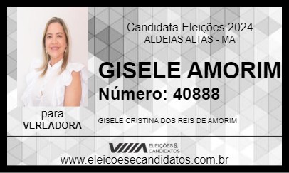 Candidato GISELE AMORIM 2024 - ALDEIAS ALTAS - Eleições