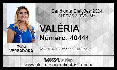 Candidato VALÉRIA 2024 - ALDEIAS ALTAS - Eleições