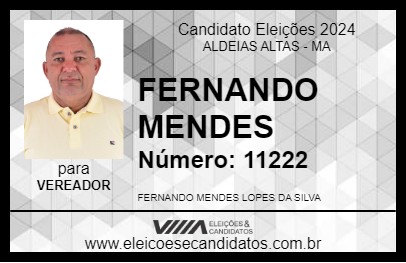 Candidato FERNANDO MENDES 2024 - ALDEIAS ALTAS - Eleições