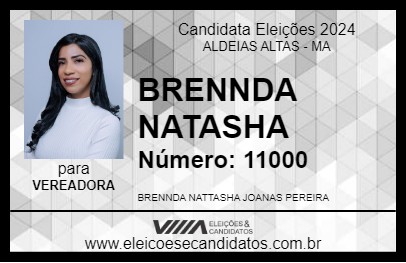 Candidato BRENNDA NATASHA 2024 - ALDEIAS ALTAS - Eleições