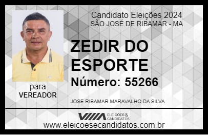 Candidato ZEDIR DO ESPORTE 2024 - SÃO JOSÉ DE RIBAMAR - Eleições