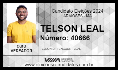 Candidato TELSON LEAL 2024 - ARAIOSES - Eleições