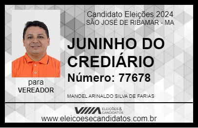 Candidato JUNINHO DO CREDIÁRIO 2024 - SÃO JOSÉ DE RIBAMAR - Eleições