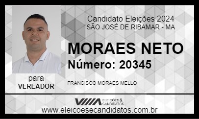 Candidato MORAES NETO 2024 - SÃO JOSÉ DE RIBAMAR - Eleições