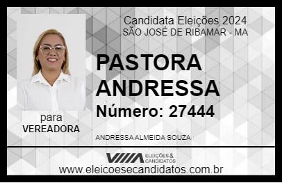 Candidato PASTORA ANDRESSA 2024 - SÃO JOSÉ DE RIBAMAR - Eleições