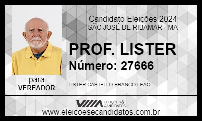 Candidato PROF. LISTER 2024 - SÃO JOSÉ DE RIBAMAR - Eleições