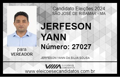 Candidato JERFESON YANN 2024 - SÃO JOSÉ DE RIBAMAR - Eleições