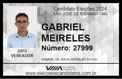 Candidato GABRIEL MEIRELES 2024 - SÃO JOSÉ DE RIBAMAR - Eleições