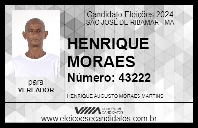 Candidato HENRIQUE MORAES 2024 - SÃO JOSÉ DE RIBAMAR - Eleições