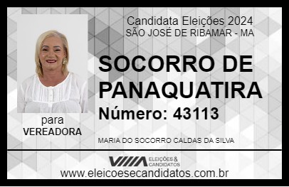 Candidato SOCORRO DE PANAQUATIRA 2024 - SÃO JOSÉ DE RIBAMAR - Eleições