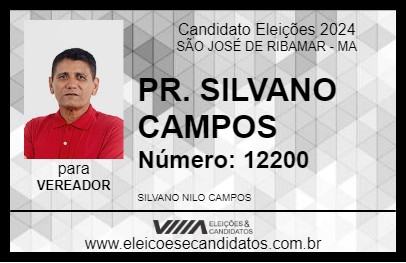 Candidato PR. SILVANO CAMPOS 2024 - SÃO JOSÉ DE RIBAMAR - Eleições