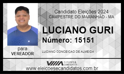 Candidato LUCIANO GURI 2024 - CAMPESTRE DO MARANHÃO - Eleições