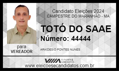 Candidato TOTÓ DO SAAE 2024 - CAMPESTRE DO MARANHÃO - Eleições