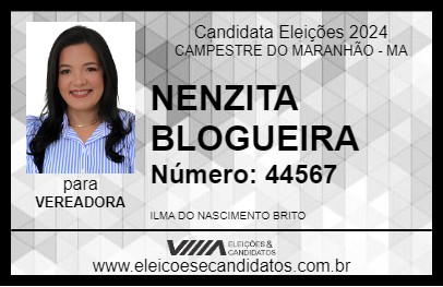 Candidato NENZITA BLOGUEIRA 2024 - CAMPESTRE DO MARANHÃO - Eleições