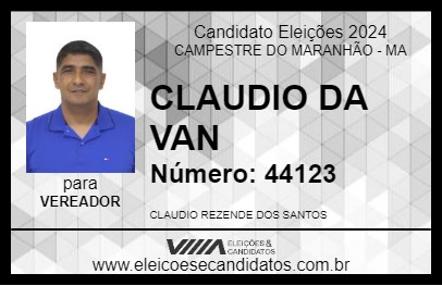 Candidato CLAUDIO DA VAN 2024 - CAMPESTRE DO MARANHÃO - Eleições