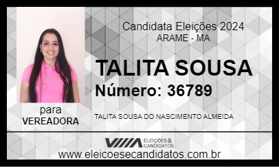 Candidato TALITA SOUSA 2024 - ARAME - Eleições