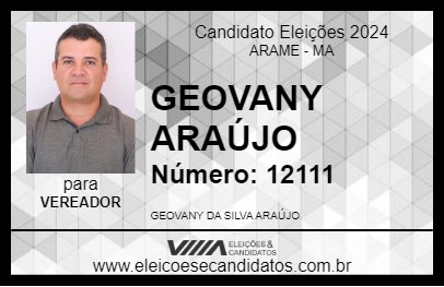 Candidato GEOVANY ARAÚJO 2024 - ARAME - Eleições