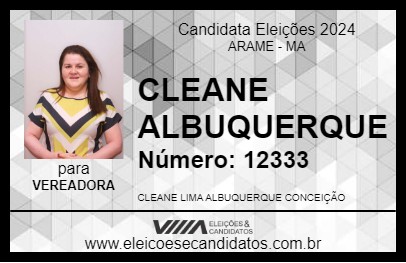 Candidato CLEANE ALBUQUERQUE 2024 - ARAME - Eleições