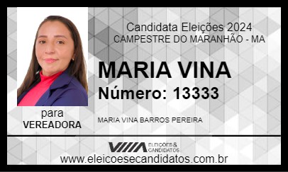 Candidato MARIA VINA 2024 - CAMPESTRE DO MARANHÃO - Eleições