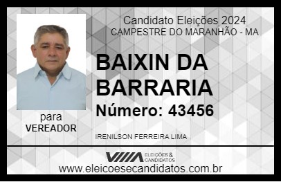 Candidato BAIXIN DA BARRARIA 2024 - CAMPESTRE DO MARANHÃO - Eleições