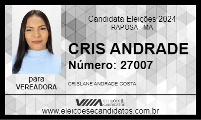 Candidato CRIS ANDRADE 2024 - RAPOSA - Eleições