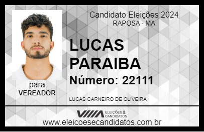 Candidato LUCAS PARAIBA 2024 - RAPOSA - Eleições