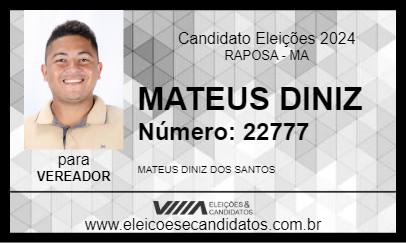 Candidato MATEUS DINIZ 2024 - RAPOSA - Eleições