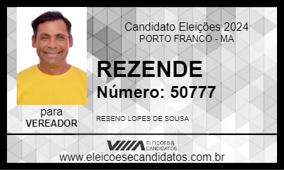 Candidato REZENDE 2024 - PORTO FRANCO - Eleições