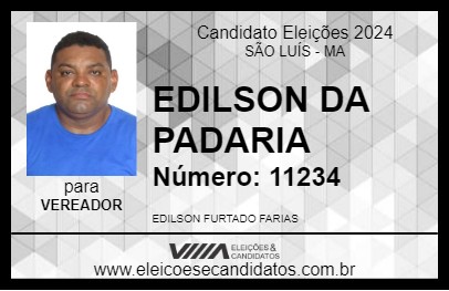 Candidato EDILSON DA PADARIA 2024 - SÃO LUÍS - Eleições