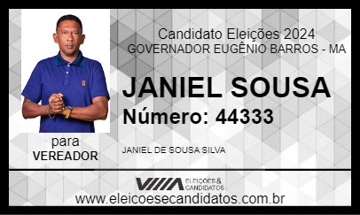 Candidato JANIEL SOUSA 2024 - GOVERNADOR EUGÊNIO BARROS - Eleições