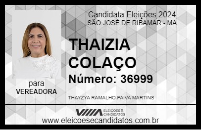 Candidato THAIZIA COLAÇO 2024 - SÃO JOSÉ DE RIBAMAR - Eleições