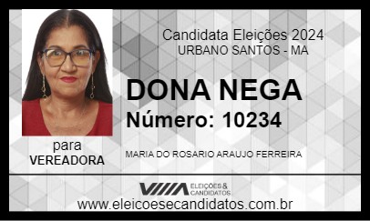 Candidato DONA NEGA 2024 - URBANO SANTOS - Eleições