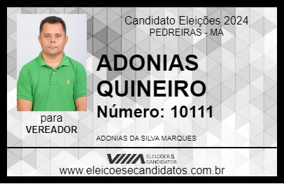 Candidato ADONIAS QUINEIRO 2024 - PEDREIRAS - Eleições