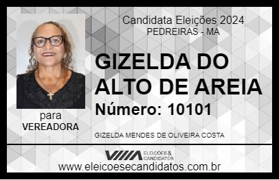 Candidato GIZELDA DO ALTO DE AREIA 2024 - PEDREIRAS - Eleições