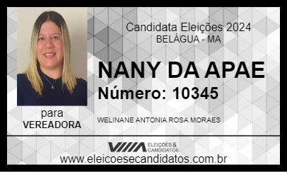 Candidato NANY DA APAE 2024 - BELÁGUA - Eleições