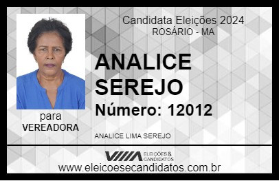 Candidato ANALICE SEREJO 2024 - ROSÁRIO - Eleições