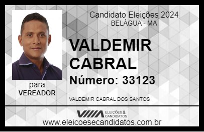 Candidato VALDEMIR  CABRAL 2024 - BELÁGUA - Eleições