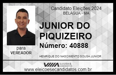 Candidato JUNIOR DO PIQUIZEIRO 2024 - BELÁGUA - Eleições